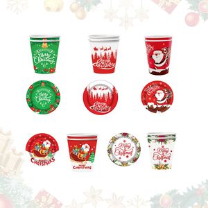 30 Piatti di Carta Natalizi da 9 Pollici, Stoviglie e Decorazioni Usa e Getta, 6 Design - Pupazzo di Neve e Babbo Natale per Forniture per Feste - Product Image 1