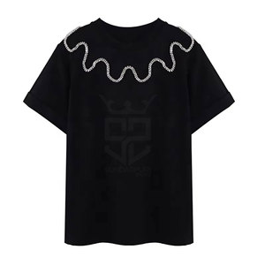 Camiseta de moda para hombre con pedrería, tela de algodón, nuevo estilo, camiseta con pedrería para hombre, más vendida. - Product Image 1