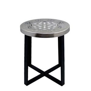 Taburete de aluminio Chapado en Bronce Antiguo, mesa lateral de estilo moderno y otomanas para muebles del hogar, personalización a granel - Product Image 6