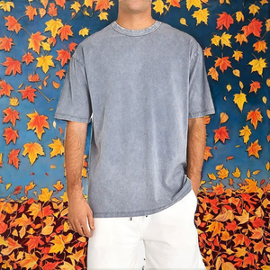 Camiseta Casual de Hombre, Oversize, Cuello Redondo, Manga Corta, Color Sólido, 100% Algodón Jersey - Product Image 4
