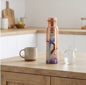 Botella de agua azul cielo, botella de cobre a prueba de fugas con impresión personalizada de 1000ml, hecha de Metal, perfecta para vajilla de cocina, superventas - Product Image 5