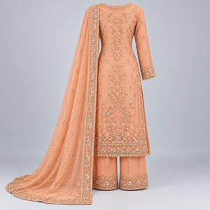 Vestido Mehndi Premium para Mujer con Bordado Elegante, Colores Ricos y Diseño Gracioso para Celebraciones de Boda y Vestidos Casuales - Product Image 4