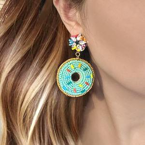 Pendientes de aro con cuentas bordadas NewArrival, con cuentas ligeras, estilo étnico chic, para bodas, fiestas, accesorio de joyería. - Product Image 1