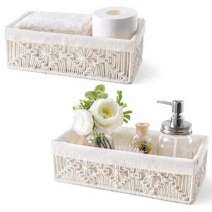 Cotton Rope Storage Basket Handwoven Shelf Organizer Basket Multipurpose Woven Storage <b>Bin</b> for Home Kitchen Bedroom Bathroom - Product Image 4