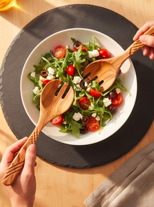 Wooden <b>Cutlery</b> <b>Set</b> Serving Spoons Fork Minimalist Design <b>Reusable</b> Natural Wood Finish For Camping Tableware And Kitchenware - Product Image 2