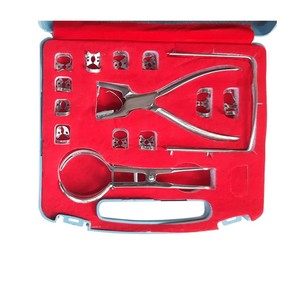 Hosanna Surgical Novedad: Set de perforadores de dique de goma de acero para instrumentos dentales HS-0326-1, mango estriado plateado, manual de 5 mandíbulas - Product Image 3