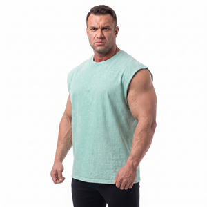 Débardeur Vintage Homme Sans Manches Streetwear 100% Coton – Gilet de Sport Lavé à l'Acide pour Entraînement - Product Image 4
