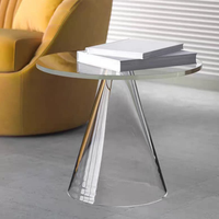 Table basse en verre artistique minimaliste nordique de luxe léger, table à thé moderne pour salon, table d'appoint ronde unique