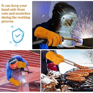 Gants de soudure en cuir de vachette résistants à la chaleur, à l'abrasion et au feu, pour la forge, l'entrepôt et les opérations de lutte contre les incendies - Product Image 3