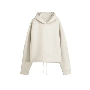 Regular Fit Crop Hooded Sweatshirt Unisex Solid Color Casual Long Sleeve Fleece 100% Cotton Eco-Friendly Pocket Spring Wear - Product Image 1