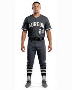 Ensemble uniforme de baseball personnalisé pour hommes, maillot en mesh, tenue d'équipe à manches courtes avec pantalon - Product Image 1