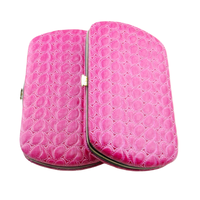 KOUNAIN Ensemble de manucure et pédicure professionnel 6 pièces personnalisable Cœurs roses Acier inoxydable Cuir synthétique Boîte luxueuse