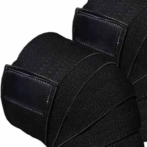 Genouillère noire robuste et légère avec protection de la paume, bandes de soutien pour haltérophilie, protection avancée pour l'entraînement physique - Product Image 3