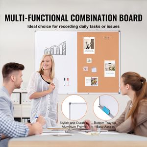 48\"x 36\" Portable Aluminum Frame <b>Whiteboard</b> Cork Board Combo 2-in-1 Magnetic Dry Erase Bulletin <b>Wall</b> Mount for Home Office - Product Image 2