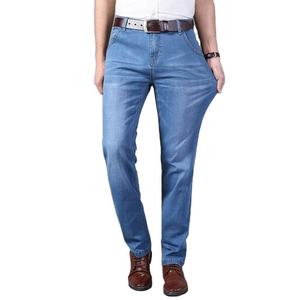 Jeans de Mezclilla Azul Claro para Hombre, Corte Recto, Cintura Media, Ajuste Regular, Casual, Poliéster/Algodón, Ecológicos, Transpirables, para Verano - Product Image 3
