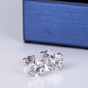 Pendientes Clásicos de Diamantes Redondos con Corte Brillante en Plata para Mujer, Color G, Joyería de Diamantes de Laboratorio - Product Image 2