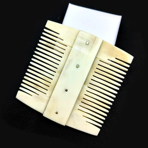 Peine para el cabello de hueso de búfalo vikingo hecho a mano de alta calidad, estilo floral tallado, de hueso natural, para uso en salones de belleza, por blossom craft india - Product Image 3