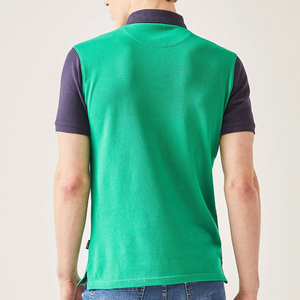เสื้อเชิ้ตผู้ชายผ้าฝ้ายเนื้อแน่น แขนสั้น ทรงปกติ สวมใส่สบาย สีเขียว ขาว กรมท่า ผ้าปิเก้ถัก ระบายอากาศได้ดี โลโก้ดิจิตอลด้านหน้า - Product Image 6