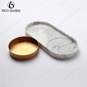 ถาดตกแต่งหินอ่อนริโก้ โกลบอล รูปทรงวงรี ชุบทอง ดีไซน์มินิมอล ชิ้นเดียว - Product Image 3