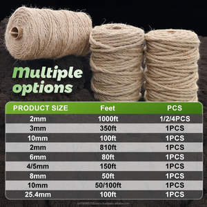 Cordel de Yute de 3 mm x 350 pies, 3 Hebras, Trenzado, Multiusos, Empalmable, para Manualidades, Jardinería, Envoltura de Regalos, Decoración Artística, Embalaje - Product Image 2