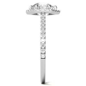 Round Cut Moissanite 14k Gold Plated Geometric Sterling <b>Silver</b> <b>Solitaire</b> Engagement Bridal Wedding Promise <b>Ring</b> - Product Image 2