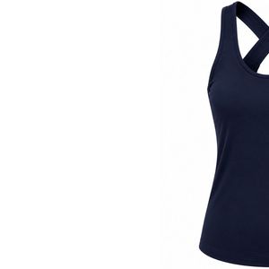 Camiseta Deportiva Azul Marino para Mujer, Espalda Cruzada, Sin Mangas, Absorbe la Humedad, para Yoga, Gimnasio, Fitness, Running, Deportes, Personalizable OEM - Product Image 3