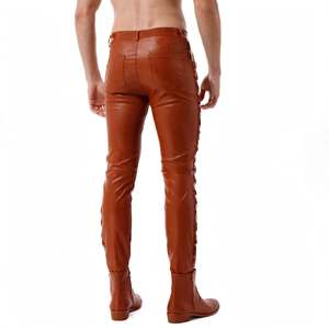 Pantalon décontracté pour homme en coton et lin, taille mi-haute, coupe large, personnalisé, de haute qualité, écologique, respirant, poids moyen, brodé, à devant plat - Product Image 2