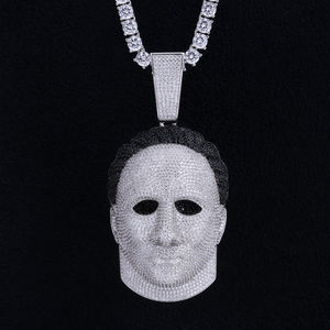 Colgante de Máscara de Michael Myers Plateado con Micro Pavé de Zirconia, Joyería Hiphop, Regalo Unisex - Product Image 2