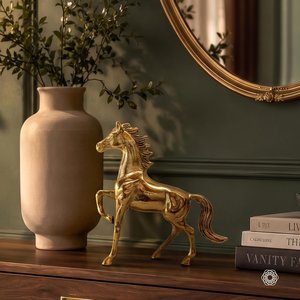 รูปปั้นม้าโลหะเคลือบทอง งานแฮนด์เมด ตกแต่งโต๊ะสไตล์โมเดิร์น - Product Image 4