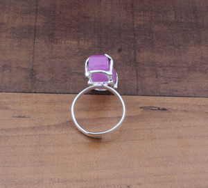 แหวนโดมหยกลาเวนเดอร์ธรรมชาติ เงินแท้ 925 วงหนา เรียบง่าย ประดับพลอยสีม่วง สำหรับงานแต่งงาน คลาสสิก หรูหรา โดดเด่น - Product Image 5