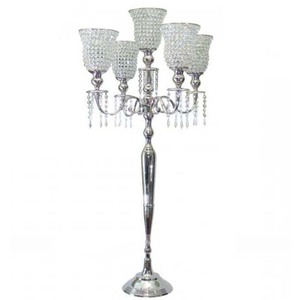Metal Shiny Gold Plated <b>candelabra</b> with 5 crystal votive Unique design handmade candle holder <b>Candelabra</b> for Party decoration - Product Image 5