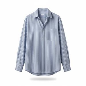 Camisa Casual de Hombre para Otoño, Transpirable, de Manga Larga, con Rayas, Tejido Oxford, Poliéster/Algodón, Cuello Clásico con Botón, Corte Recto - Product Image 2