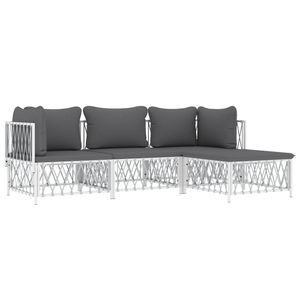 Set Lounge da Giardino Bianco e Grigio Scuro - Product Image 3