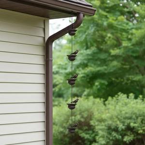 Chaînes de pluie décoratives au design Oiseau et Seau pour jardin, maison, patio – Élégantes chaînes de drainage et d'art aquatique suspendues - Product Image 6