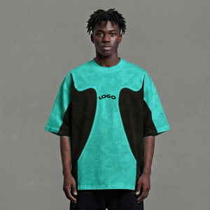 Camiseta de hombre con logo frontal, estilo urbano, transpirable, con bloques de color, manga corta, ribete en contraste, cuello redondo, informal, de algodón, talla Regular - Product Image 5
