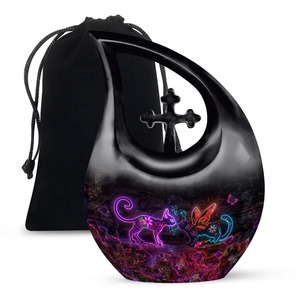 Yellow Butterfly Teardrop <b>Large</b> Adult <b>Urn</b> for Human Ashes With Free Velvet Bag - Product Image 3