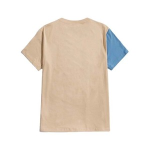 <b>Men's</b> Blue And Beige Color Blocked Short Sleeve O-Neck <b>T</b>-<b>Shirt</b> Regular Fit Casual <b>Striped</b> Woven Fabric Breathable <b>Men</b> <b>T</b> <b>Shirts</b> - Product Image 2