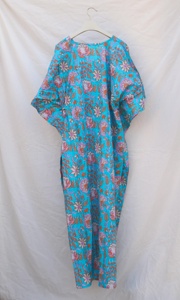 Premium Quality Women's Boho-Style <b>Kaftan</b> Dress Hand Block Print Cotton Floral Hand-Stitched Appliques <b>Maxi</b> Length for Summer - Product Image 2