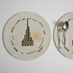 Elegant Luxury Round Satin Fabric <b>Beaded</b> Handmade <b>Placemats</b> for Hotels Restaurants Events-Bulk Supplier - Product Image 3