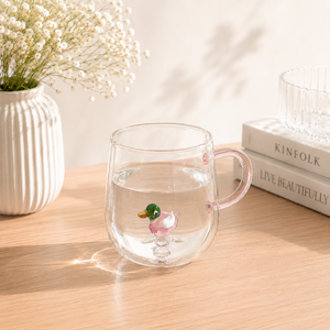 Clear Borosilicate Glass Mug With Handle Bird Sculpture <b>Reusable</b> Tea <b>Cup</b> for Home Office Gift - Product Image 2
