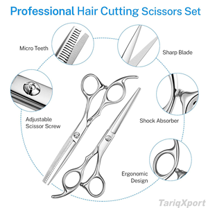 Customized Barber Hair Cutting Kit <b>Thinning</b> Scissors <b>Mirror</b> Finish German Stainless Steel 440c Hairdressing Razor Kit With Case - Product Image 4