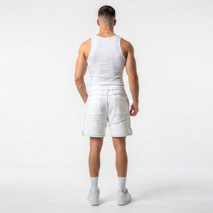 Wholesale Men's Drawstring Waist Shorts Custom Chenille Embroidered Front Letter Fleece Shorts Casual Jogging Wear Solid Vintage - Product Image 4