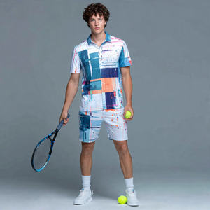 ชุดกีฬาเทนนิสแบบซับลิเมชั่นสำหรับผู้ชาย ชุดฝึกซ้อม เสื้อโปโลแบดมินตันพิมพ์ลาย กางเกงขาสั้นเทนนิส ชุดกีฬาแบดมินตัน - Product Image 1