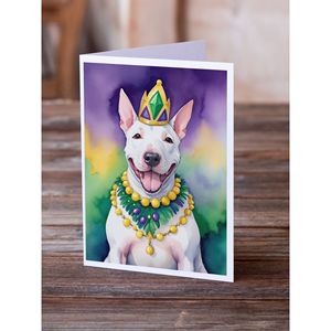 Whimsical NEW English Bull Terrier King Mardi Gras Tarjetas de felicitación Pack 8 Tarjetas de nota en blanco con sobres A7 Tamaño 5x7 - Product Image 2