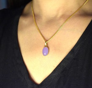 Collier pendentif vintage plaqué or en calcédoine lavande naturelle, fabricant et fournisseur en gros du Rajasthan - Product Image 1