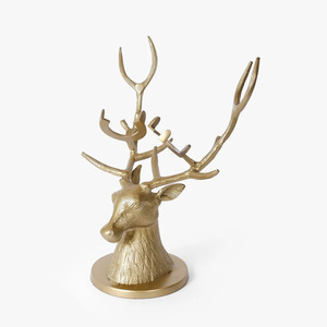 Porte-bouteilles à vin moderne en aluminium en forme de tête de cerf, capacité 2 bouteilles, présentoir à vin de luxe pour comptoir, décoration de bar à domicile - Product Image 4