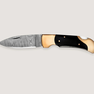 Damascus Steel Folding Pocket Knife Handmade Pattern Design Compact Outdoor <b>Camping</b> Hiking Fishing Travel Everyday <b>Tool</b> - Product Image 3