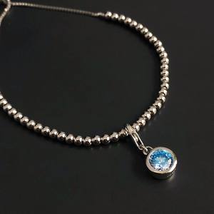 สร้อยข้อมือเงินแท้ประดับพลอยอะความารีนประจำเดือนมีนาคม ของขวัญสำหรับผู้หญิง - Product Image 6