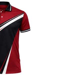 เสื้อโปโลชายสีแดงดำแบบกำหนดเอง แขนสั้น ตัดต่อสีตัดกัน สวมใส่สบาย ระบายอากาศได้ดี ผลิตจากโพลีเอสเตอร์ เหมาะสำหรับกีฬากอล์ฟ เทนนิส และเป็นชุดยูนิฟอร์ม - Product Image 4