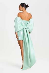 Robe de soirée en tissu à sequins menthe, taille cintrée et silhouette mini flatteuse, tenue de reine des paillettes - Product Image 3